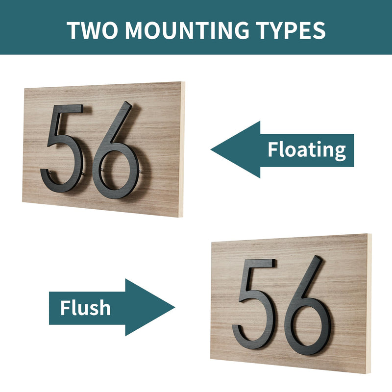 8 Inch Black House Numbers For Outside Metal, Floating Large House Numbers Modern Address Numbers Floating Mount Flush Mount Aluminum Home Address Numbers 5 #5