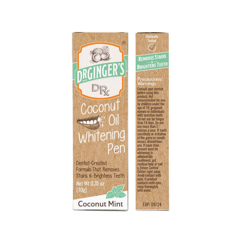 [Australia - AusPower] - Dr. Ginger's Coconut Oil Tooth Whitening Pen – Rapid Brightening for Sensitive Teeth and Gums - Mint Flavor, 0.35oz - Blended with Teeth Whitening Essence and Xylitol for Brighter Smile 