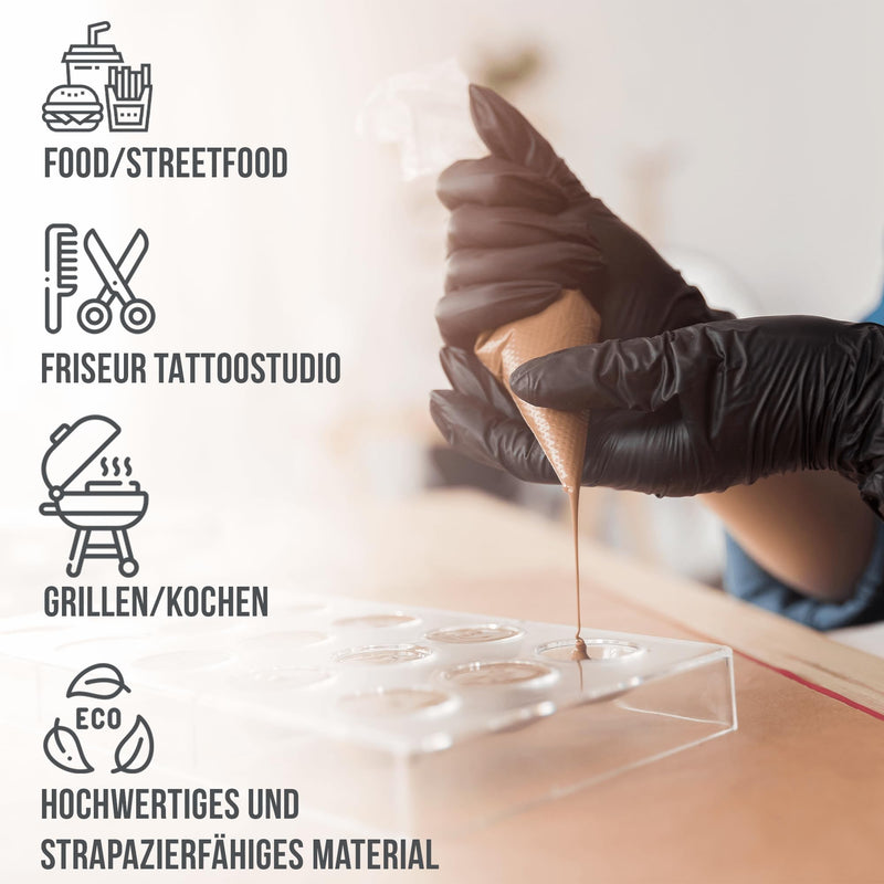 [Australia - AusPower] - IEA Medical Nitrile Gloves, M, Black, Pack of 100, Disposable Gloves, M, Tear-Resistant, Examination Gloves, Latex-Free Gloves, M 