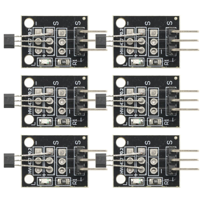 [Australia - AusPower] - 6Pcs Hall Effect Magnetic Sensor Module A3144 Hall Effect Sensor for Arduino PIC AVR Smart Cars DC 5V 