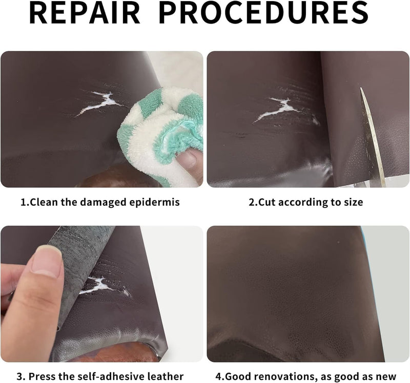 Self Adhesive Leather Repair Tape Kit- Leather Repair Patch for Furniture， Vinyl Repair Patch, Ideal for Car Seats Couch Sofa Office Chair, （3x60 Inch, Black）
