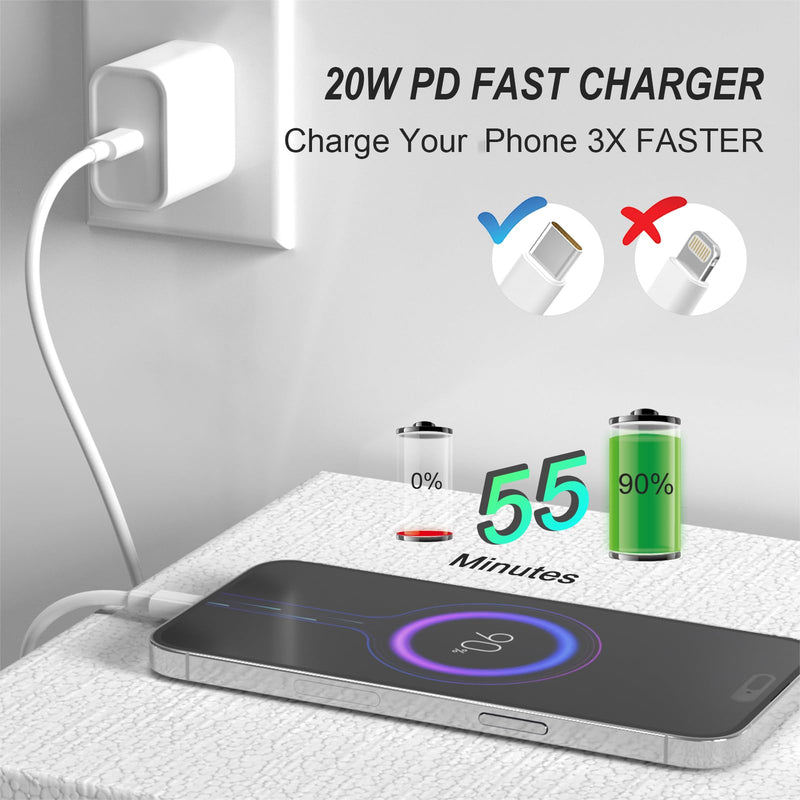 [Australia - AusPower] - Phone 15 Charger [MFi Certified] 2 Pack 20W USB C Fast Wall Charger Block with 2 Pack 6 FT USB-C to C Cable for iPhone 15/iPad Series, Galaxy, AirPods Pro 6FT 