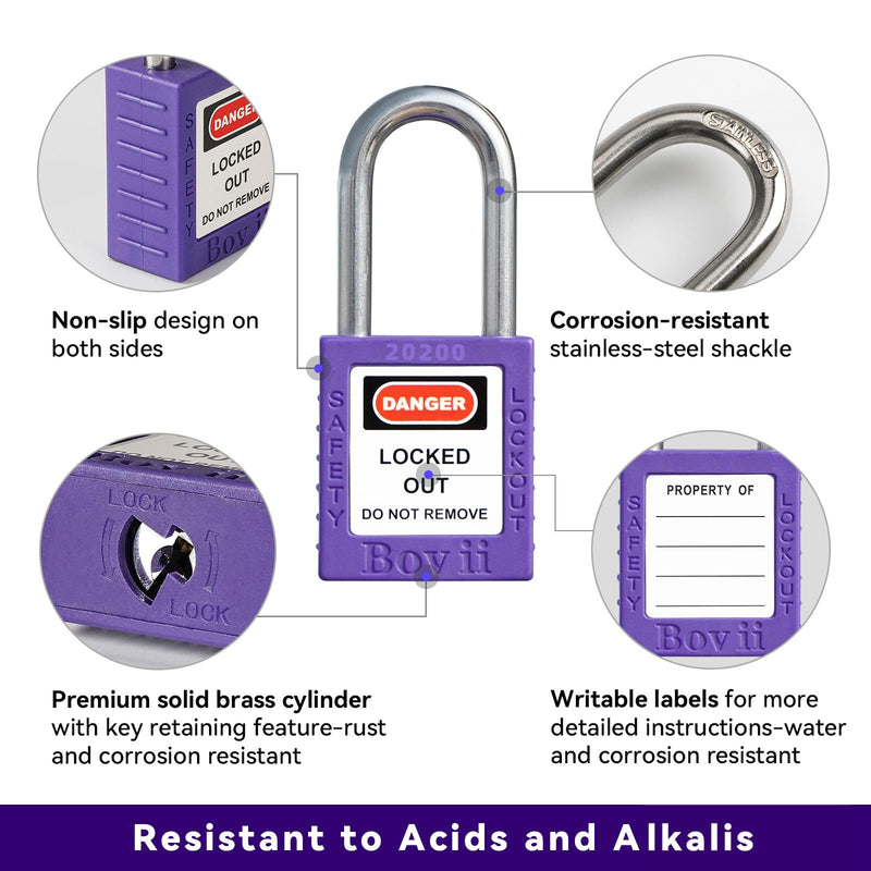 [Australia - AusPower] - 2 Red Loto Locks, Keyed Different, 2 Keys Per Lock, OSHA Compliant Lockout Tagout Locks Purple 