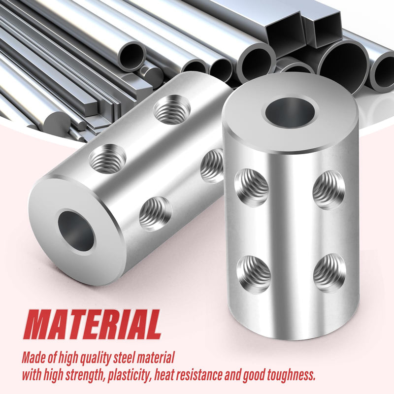 [Australia - AusPower] - 6pcs 5mm to 6mm Steel Shaft Coupling Joint Connector, Rigid Coupling Set Screw, Motor Shaft Connector for Motor Accessories 5mm-6mm 6 