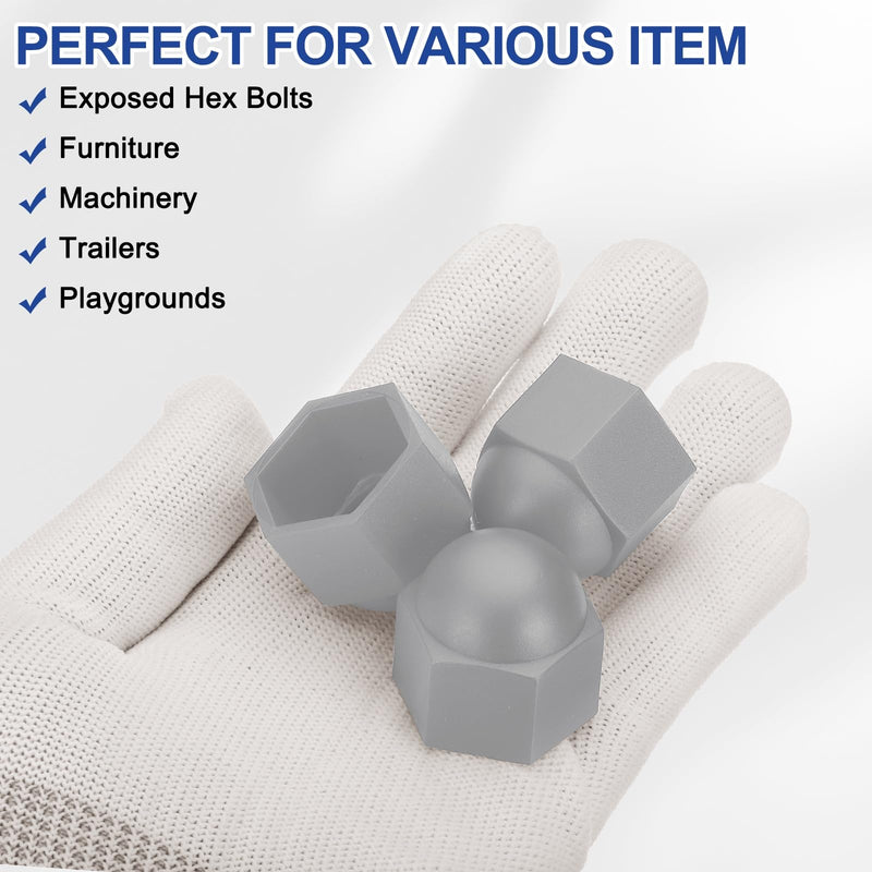 [Australia - AusPower] - PATIKIL 50 Pcs Hex Nut Cover, M16x24x27mm Nylon Screws Bolt Covers Caps Dome Acorn Hex Head Bolt Protection Cap for Screws Nut, Gray 