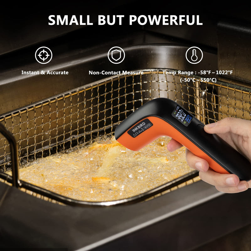 [Australia - AusPower] - Rechargeable Infrared Thermometer Gun for Cooking -58?~1022?| Inkbird Colorful Display Digital Laser Temperature Gun for Pizza Oven Grill Kitchen Home Repairs with Max Measure (NOT for Human) Rechargeable 1 Laser - 12:1 