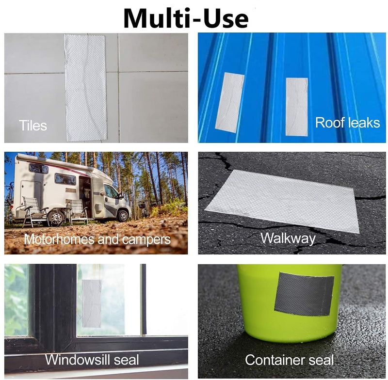 2012 Butyl Tape Waterproof Aluminum Butyl Rubber Tape 2" W X 16.4'L, Outdoor Hatch Cover Flashing Permanent Waterproof Leak Proof Repair Tape for Pipe/Metal/RV Awning/Roof Leak/Window Seal/Boat