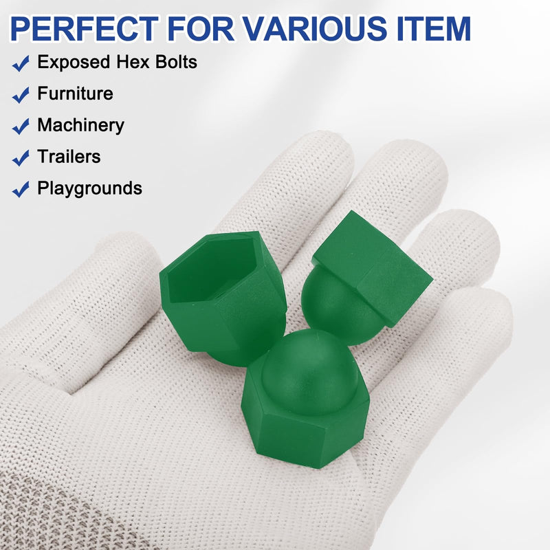 [Australia - AusPower] - PATIKIL 50 Pcs Hex Nut Cover, M14x22x27mm Nylon Screws Bolt Covers Caps Dome Acorn Hex Head Bolt Protection Cap for Screws Nut, Green 