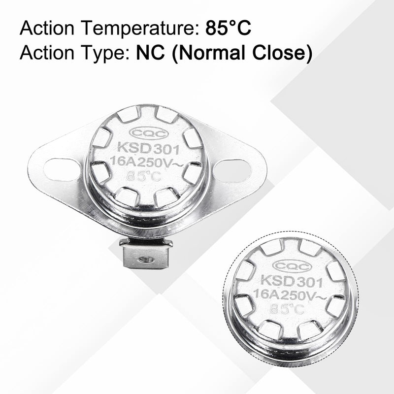 [Australia - AusPower] - uxcell KSD301 Thermostat 85℃/185°F 16A Normally Closed N.C Temperature Switch for Microwaves,Oven,Coffee Maker 4 Pcs,Ceramic Material 