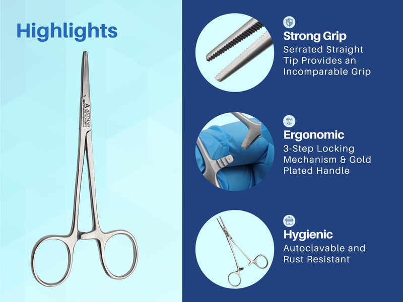 [Australia - AusPower] - Artery Forceps Straight 5 inches Mosquito Orthodontic Dental Surgical hemostat by Wise LINKERS 