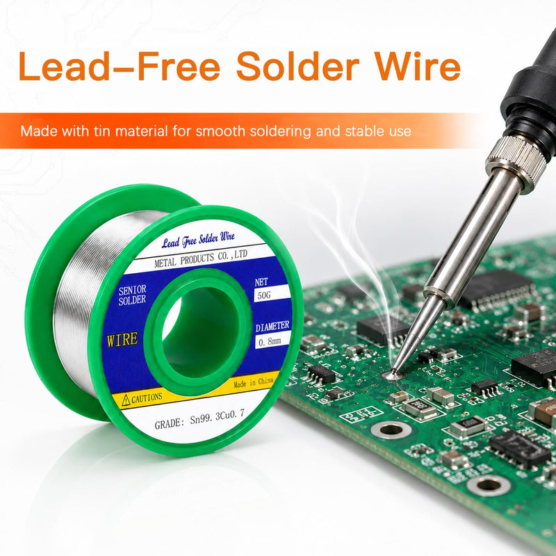 Soldering Wire, Flux Soldering, Soldering Tip Cleaner and Micro Side Cutter, 4-Piece Soldering Accessories Set with Lead-Free Solder Wire for Electronics Repair, DIY Work and DIY