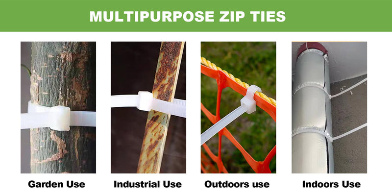 [Australia - AusPower] - White Zip Ties 4 inch (100 Pack) Multi-Purpose Small Mini Plastic Cable Zip Ties with 18 lb Tensile Strength. Self-Locking UV Resistant Clear White 4" 4" 100 pk 18lbs 