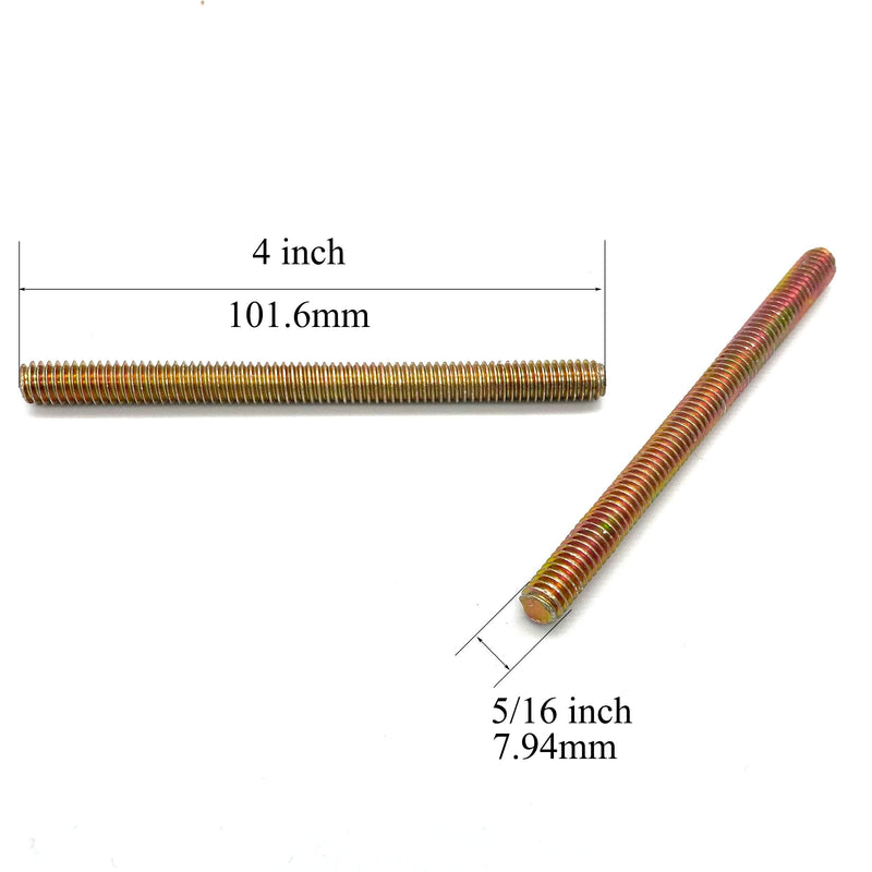[Australia - AusPower] - 8pcs Color Zinc Fully All Threaded Rod Carbon Steel Long Thread Screw 5/16x4" for Furniture Garden Railing Mounting Assembly Fastening Steel Frame Connection Full Thread Rod for Furniture Color-Zinc 5/16x4 Inch-8P 