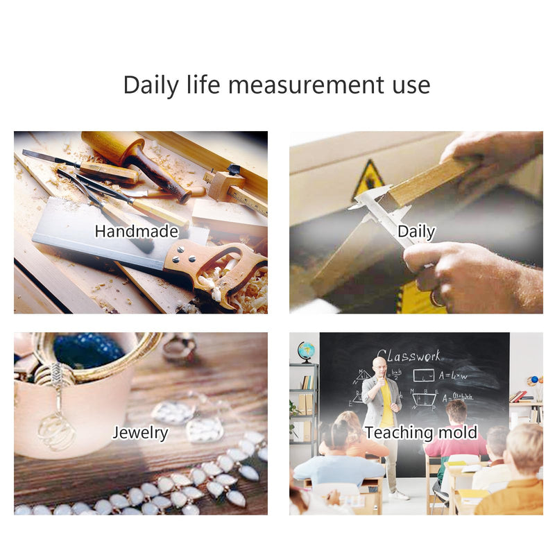 [Australia - AusPower] - Set of 4 Digital Callipers, 150 mm Precision Calliper, Digital 0.01 mm, Plastic Caliper, Analogue Accuracy Thrust Gauge, Small for Household, Office, Students, Buttons, Jewellery Measurement 