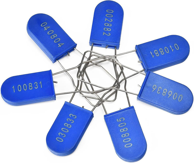 [Australia - AusPower] - 20pcs Security Metal Wire Padlocks, Plastic Security Seals Disposable Anti-Tamper Tag Locks with Numbered Anti Tamper Tag Hasps (Blue, 20pcs) Blue 