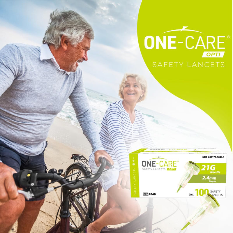 [Australia - AusPower] - ONE-CARE Opti Safety Lancets Top Button Activated 21G x 2.4mm, NormalFlow, 100/bx 
