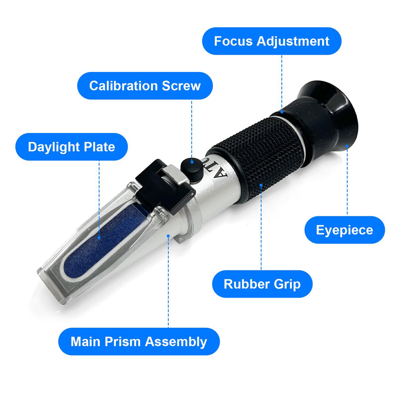 [Australia - AusPower] - 3-in-1 Digital Alcohol Refractometer Kit for Home Brewers | Measures Brix (0-40%), Alcohol (0-25%), Baume (0-20%) | ATC for Beer, Wine, Mead & Grape Must Sugar Content 