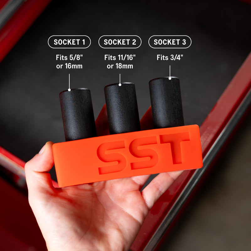SST - Tap Socket Wrench - 3-Piece Adapter Set - Snug, Secure, & Durable - Easy Storage & Organization - Fits All Number & Fractional M.C.T.I. Standard Taps - Up to 1/2" - Designed in the USA Large