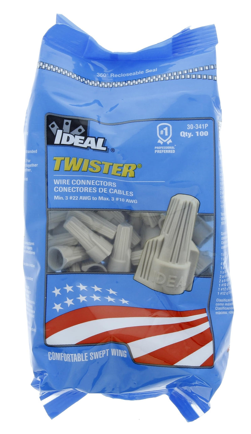 [Australia - AusPower] - IDEAL Electrical 30-341P Twister Wire Connector, Model 341 Tan, (100/Bag) 