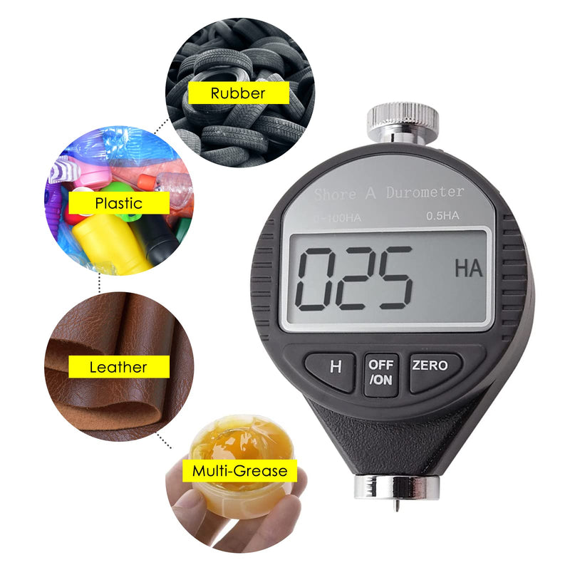 [Australia - AusPower] - Shore A Durometer Rubber Hardness Tester 0~100HA,Portable Metal Surface Hardness Tester with Large LCD Display for Rubber,Plastic,Tire,Leather,Wax,Surface and Hardness Testing,Shore A Hardness 