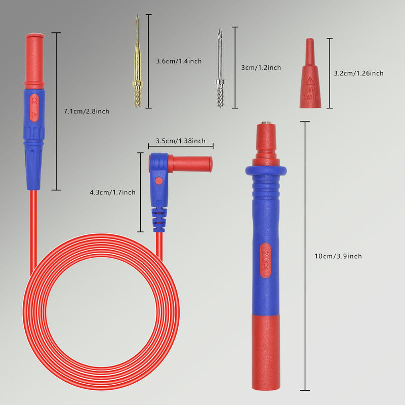 [Australia - AusPower] - ZIBOO KIT-17 Multimeter Test Leads Kit, Professional and Super Soft Silicone Test Leads Digital Multimeter Leads with Ultra-Sharp Replaceable Multimeter Probes Tips Set of 10 