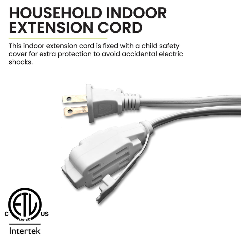 [Australia - AusPower] - Go Green Power Inc. 20ft Household Extension Cord, White, 3 Outlets, 16/2, Indoor Use Only - Safe, Reliable, and Child-Safe Covers - Ideal for Everyday Electronics 20 ft 