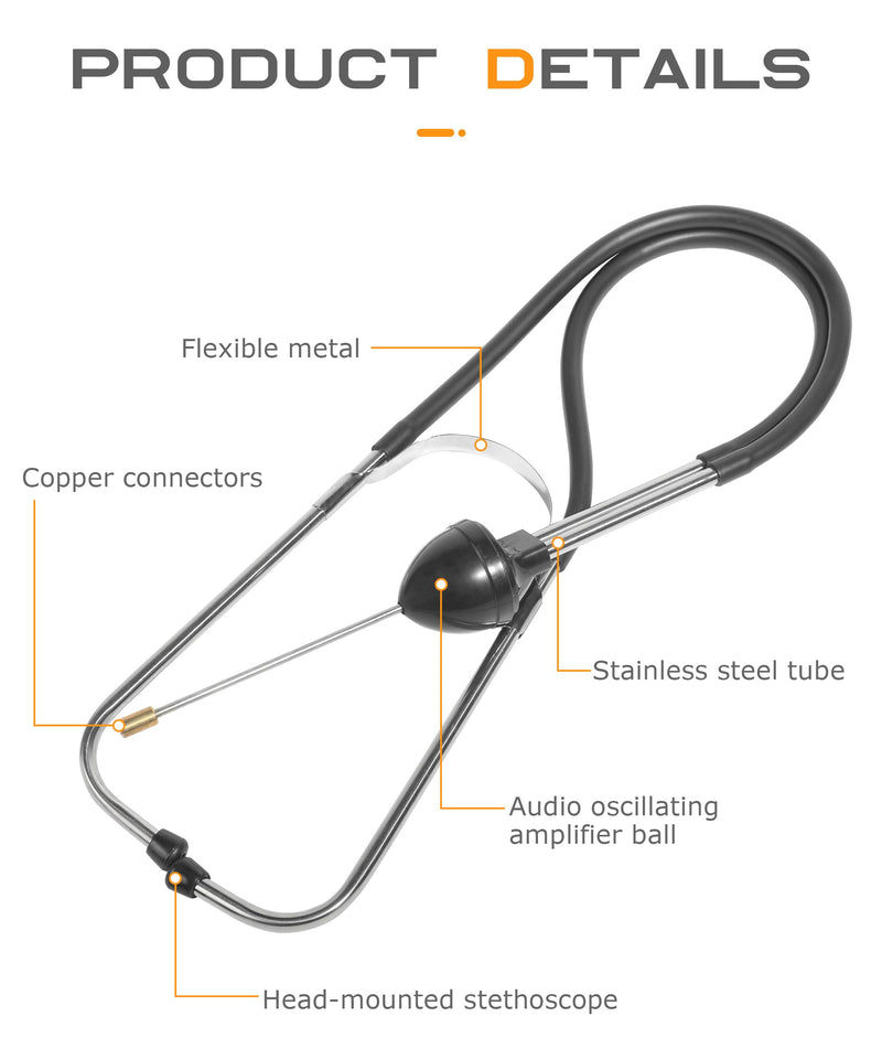[Australia - AusPower] - Car Mechanic Stethoscope, Automotive Diagnostic Tool, Engine Diagnostic Sensitive Hearing Tool, Fit for Cars, Trucks, RVs (1PCS) 1PCS 