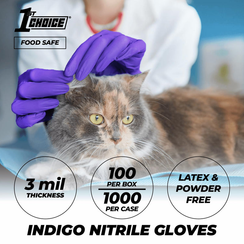 [Australia - AusPower] - 1st Choice Nitrile Disposable Gloves, 3 Mil Blue Indigo Nitrile Gloves Disposable Latex Free Medium Box of 100 Medical Gloves Medium (Pack of 100) 