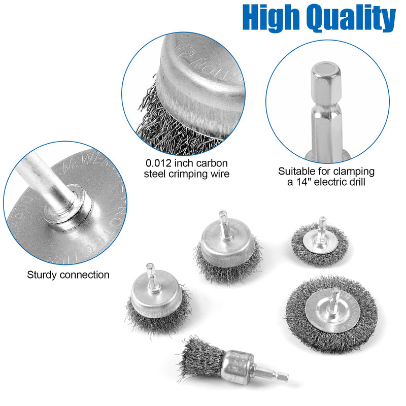 [Australia - AusPower] - Wire Brush for Drill, Wire Wheel Brush Cup Set, Drill Wire Brush for Drill 1/4 Inch Arbor for Cleaning Rust, Stripping and Drill Attachment?Hexagonal? Hexagonal 