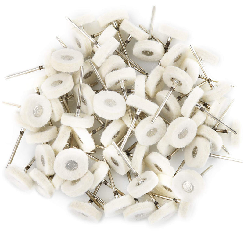 [Australia - AusPower] - 100 Pcs Felt Wheels for Dremel Polishing Kit Polishing Wheel Buffing Wheel Set Wool Felt Mounted for Rotary Tool Wheel 1/8 inch Mandrel 