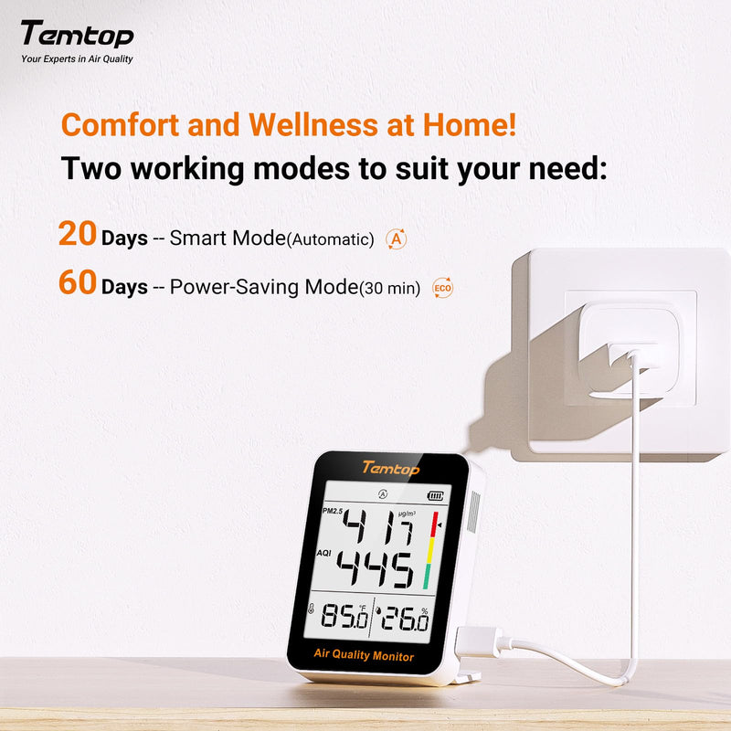 [Australia - AusPower] - Temtop S1-UP Air Quality Meter PM2.5, AQI, Temperature and Humidity, Ultra Long Battery Life of 100 Days, Ideal for Home and Office S1-up(Extended Standby) 