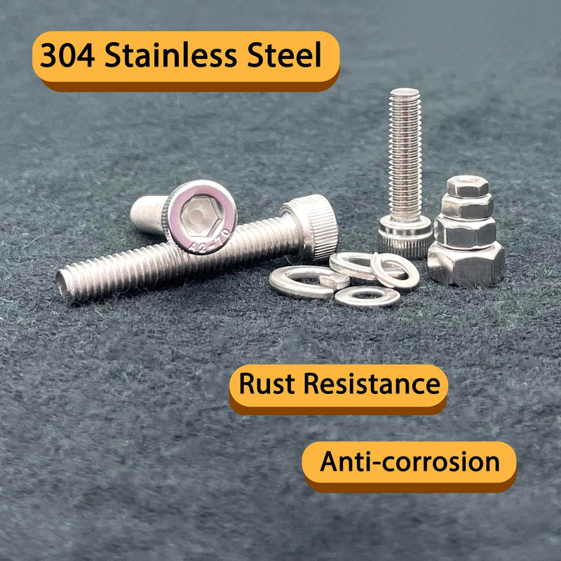 1160Pcs M3/M4/M5/M6 Hex Socket Bolt Kit,304 SS Metric Screws Assortment