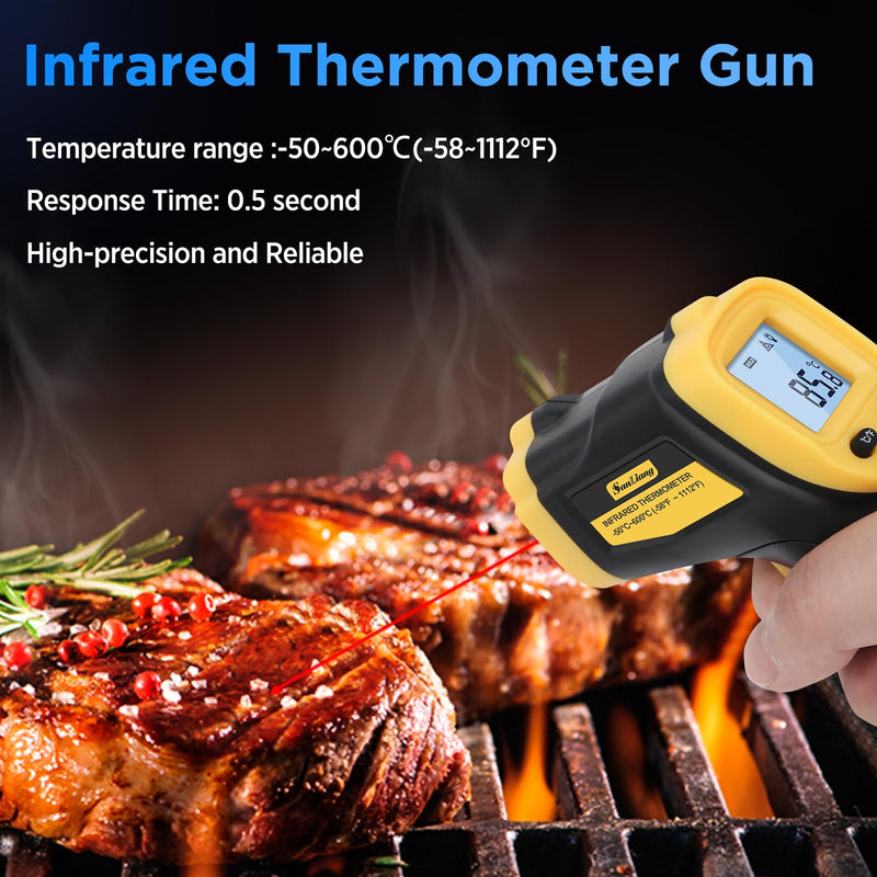 Infrared Thermometer Laser Temperature Gun -58? to 1112? with Adjustable Emissivity & Max and Min Measure Laser Digital IR Thermometer Gun Temp IR Surface Tool Heat Temp Gun for Cooking.