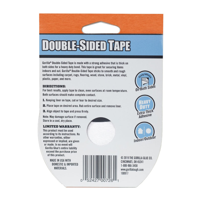 Gorilla Double-Sided Tape, 1.41" x 8 yd, Gray, (Pack of 2) 2 Pack