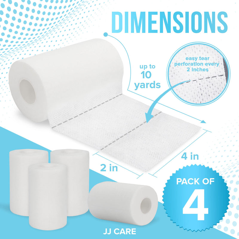 [Australia - AusPower] - JJ CARE Soft Surgical Tape [Pack of 4], 4” x 10 Yards Soft Cloth Medical Tape for First Aid and Wound Care, Latex-Free, Breathable and Hypoallergenic Cloth Surgical Adhesive 4 Inch x 10 Yards (Pack of 4) 