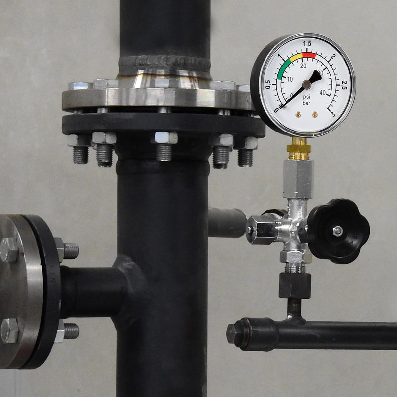 Pressure Gauge 0-3 Bar for Water, 1/4 Inch Connection, Precise Pressure Gauge for Pool Sand Filter System and Fish Pond, Water Pressure Gauge with Color Scale, Robust and Easy to Read