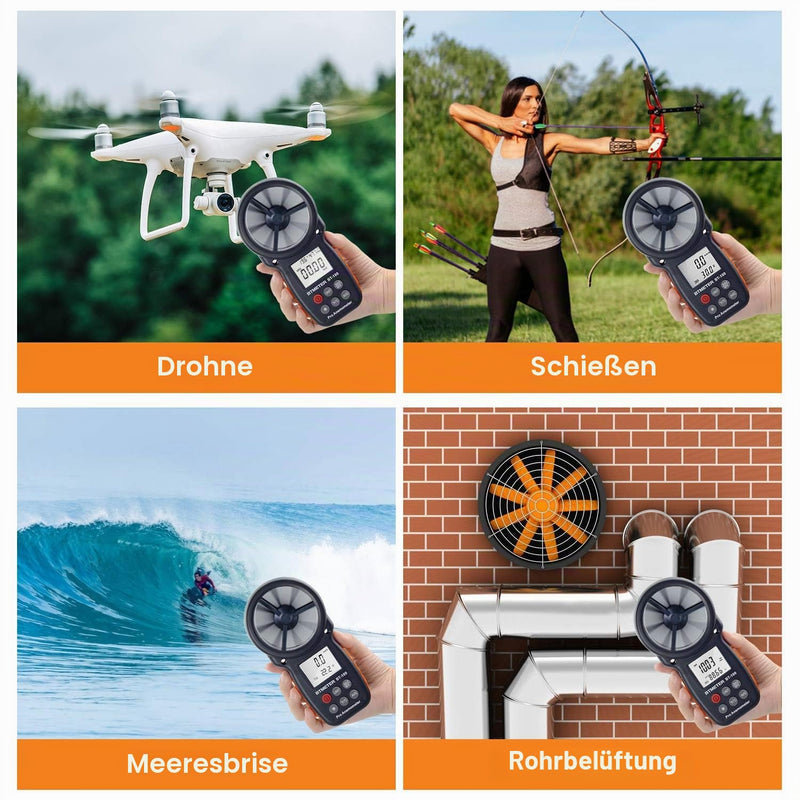 BTMETER BT-100 Wind Gauge, Digital Anemometer with Temperature (℃/℉), 5 Units for HVAC Ventilation, Drone Flight Shooting, Surfing