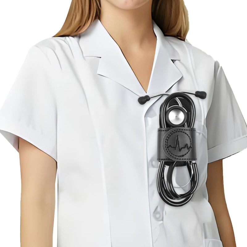 [Australia - AusPower] - QIELIZI Stethoscope Holder Hip Clip.Night Shift Nurse Essentials Organizer,3M Littmann Stethoscope Belt Clip for Scrubs, Nursing Tools Holster Case,Teaching Stethoscope Holder &Accessories(1-Black) 1-Black 1 Pack 