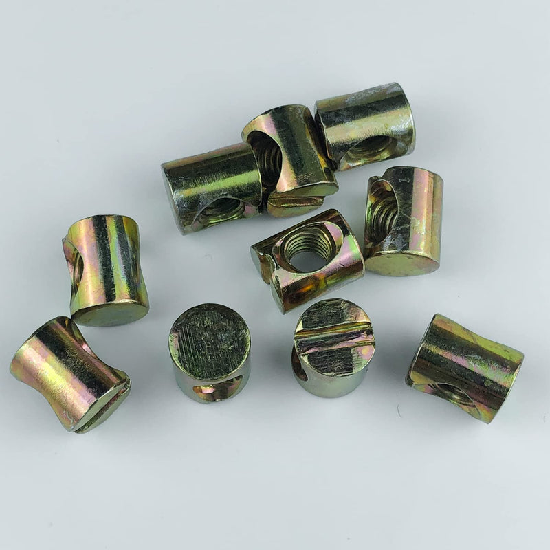 [Australia - AusPower] - 10 PCS Metric M6 Barrel Nuts Cross Dowels Slotted Nuts Baby Bed Crib Screws Hardware Replacement Kit for Bunk Bed Beds Headboards Chairs Furniture M6x10mmx12mm Color zinc M6*10*12(10pcs) 