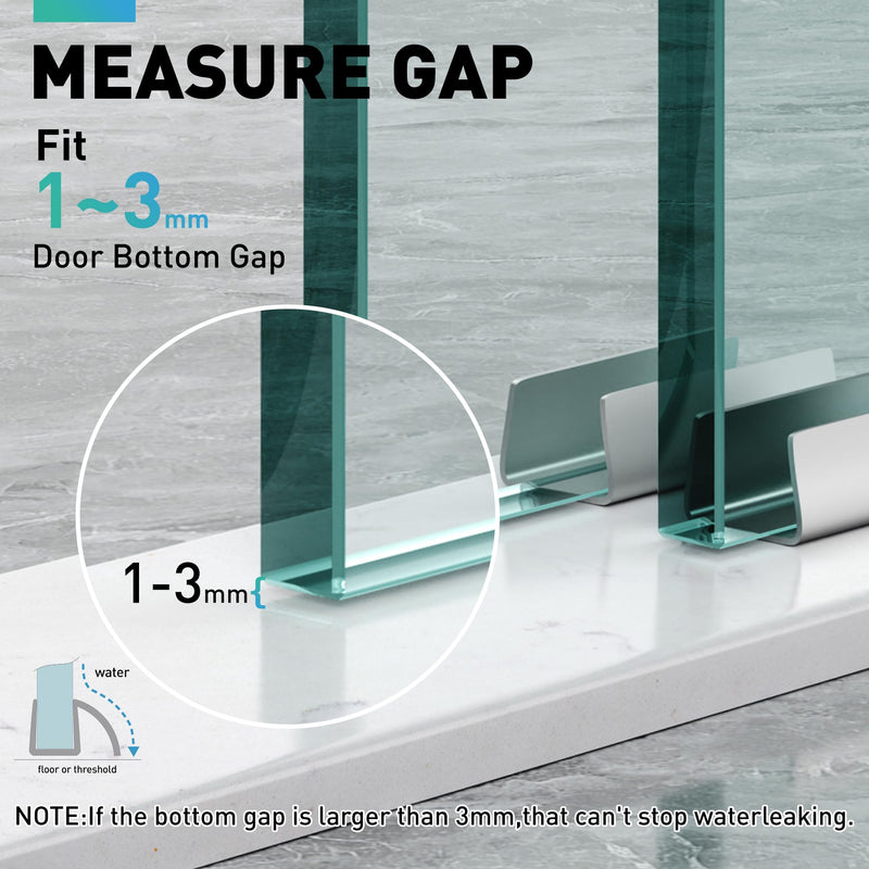 Sliding Shower Door Bottom Seal, 2 PCS 3/8" x 36" Polycarbonate Sliding Door Sweep for 3/8Inch Glass, Frameless Glass Shower Door Seal Strip Stop Leaks and Create a Water Barrier For 3/8" Glass