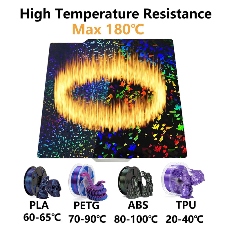 [Australia - AusPower] - Smooth Bambu Labs Build Plate for Bambu Lab X1/X1C/X1E/P1P/P1S/A1 3D Printer, Flexible Rainbow Confetti PEF+Rainbow Circle PEK Spring Steel Sheet Double Sided 3D Platform for Bambu Labs 257x257mm Rainbow Confetti PEF+Circle PEK 
