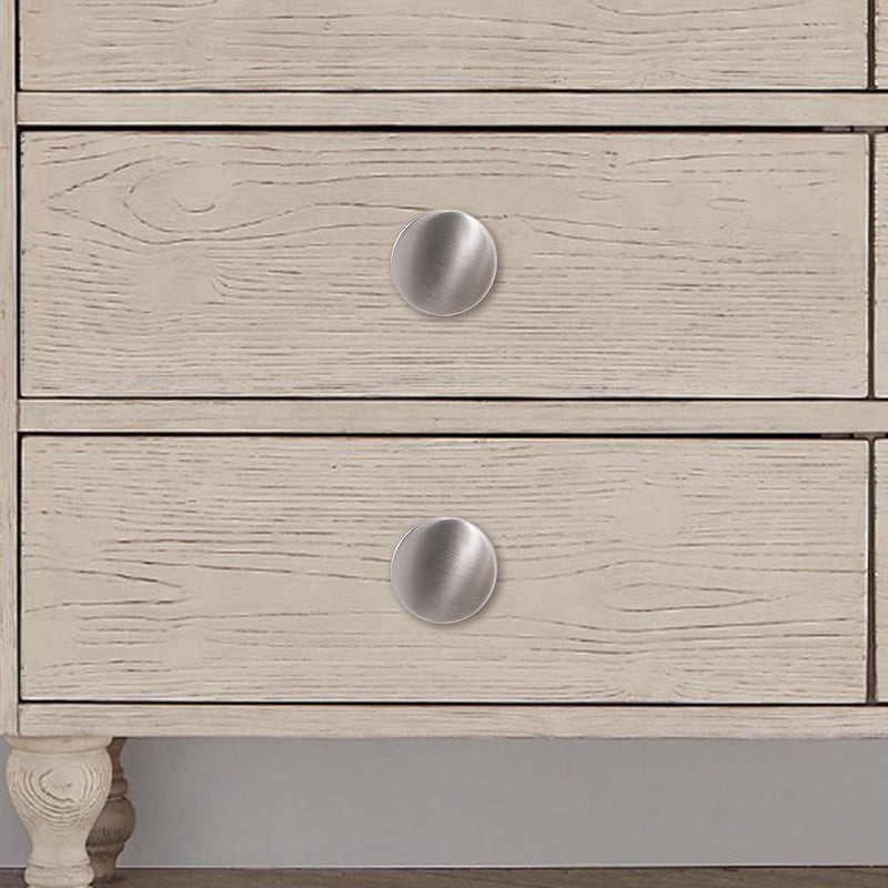 10 Pack Brushed Satin Nickel Kitchen Cabinet Handles - Solid Drawer Knobs Hardware - Zinc Alloy Dresser Handles 1-1/4" Diameter（32mm） 10