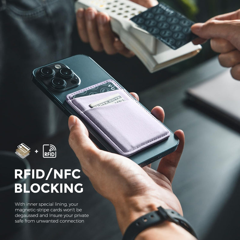 [Australia - AusPower] - VULKIT Magnetic Phone Wallet for MagSafe- RFID Blocking - Card Holder Wallet for iPhone 15/14/13/12 Series & Phone Case with MagSafe Violet 