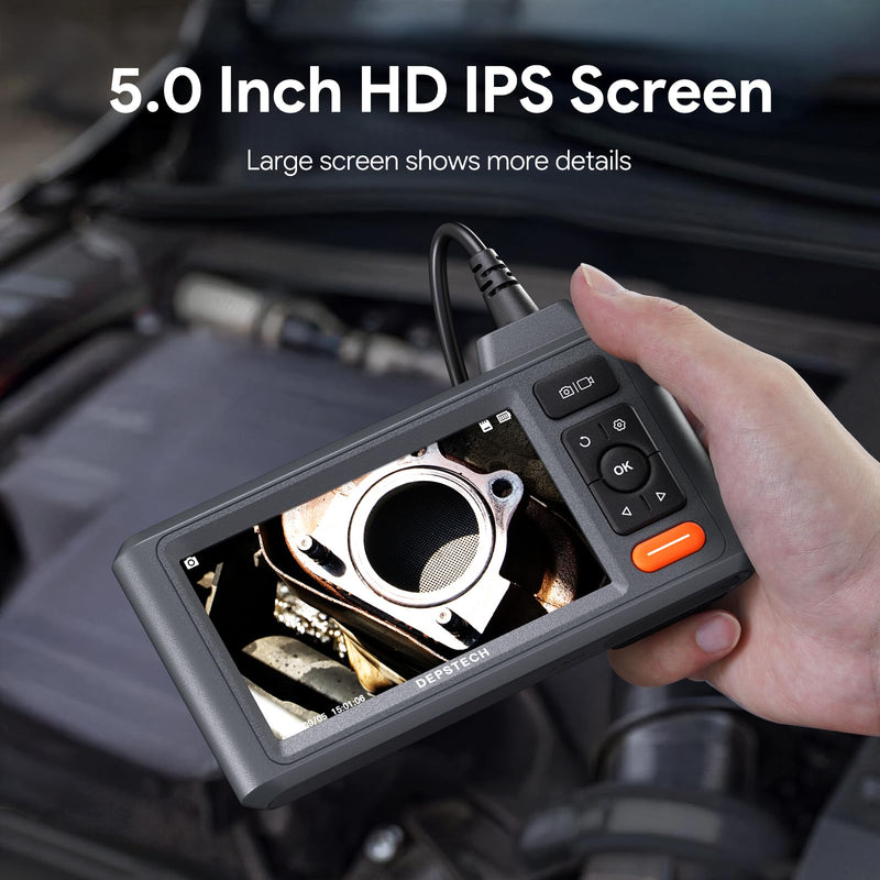 [Australia - AusPower] - DEPSTECH Inspection Endoscope Camera with Lights: 1080P Triple Lens Snake Camera with 5" Screen and 16.5FT Flexible Cable, Waterproof Industrial Borescope Tool for Auto, Wall, Sewer, Pipe, Mechanics 