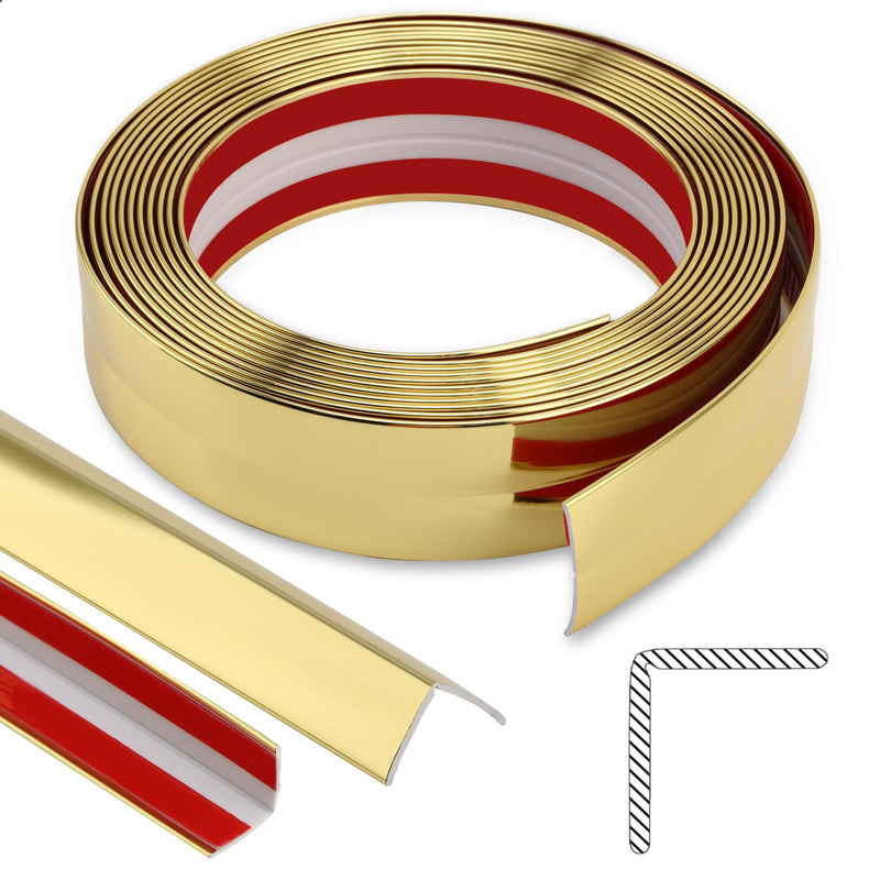 Gaahing Shiny Gold Multifunctional Molding Trim, Peel and Stick Inside Outside Corner Guards for Wall Table Edge Door Frame (16.4ft x 1.18inch) 16.4ft x 1.18inch