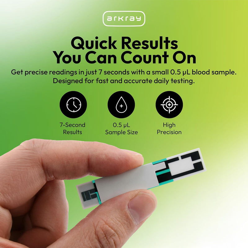 ARKRAY GLUCOCARD Vital Blood Glucose Test Strips – No Coding Required, Fast 7-Second Results, 0.5 Microliter Sample Size – Compatible with GLUCOCARD Vital Glucose Meter, 100 Count (2 Packs of 50)