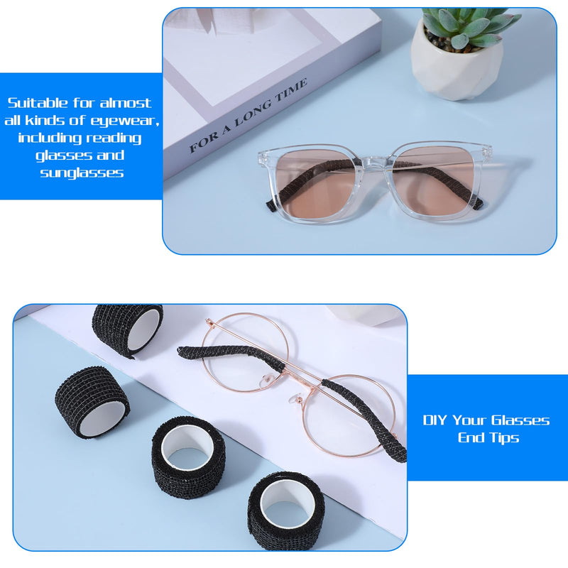 Mabor 4-Pack Glasses Ear Cushion Bandage, Anti-Slip Comfortable Ear Grippers Tape for Eyewear Arm Padding, Black