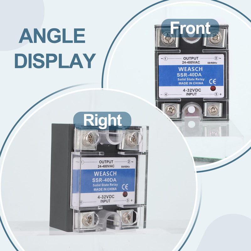 4Pcs Single Phase Solid State Relay, SSR-40DD, DC to DC, Input 4-32VDC to Output 24-220VDC, 40A 50-60Hz (4)