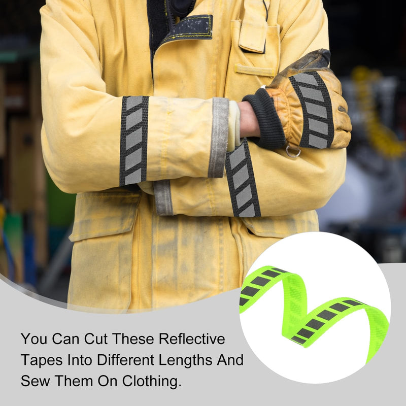 PATIKIL Reflective Tape Strip, 0.8" x 150FT High Visibility Fabric Stripe Florescent Webbing Ribbon Sew on Warning Safety Tape for Bags Clothing Raincoats, Green 0.8"x 150FT