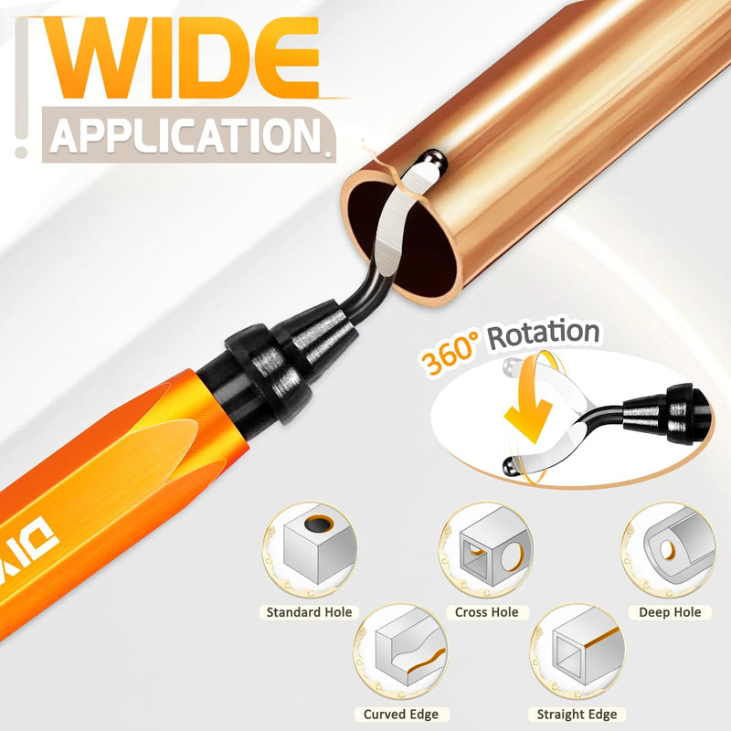 [Australia - AusPower] - DIYLAND Deburring Tool with 10 BS1010 Blades, Metal Handle, Hand Deburrer, 360° Rotating, for Plastic, 3D Printing, Metal, Aluminium, PVC, Steel 